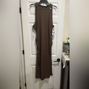 Sleeveless Brown Knit Maxi Dress